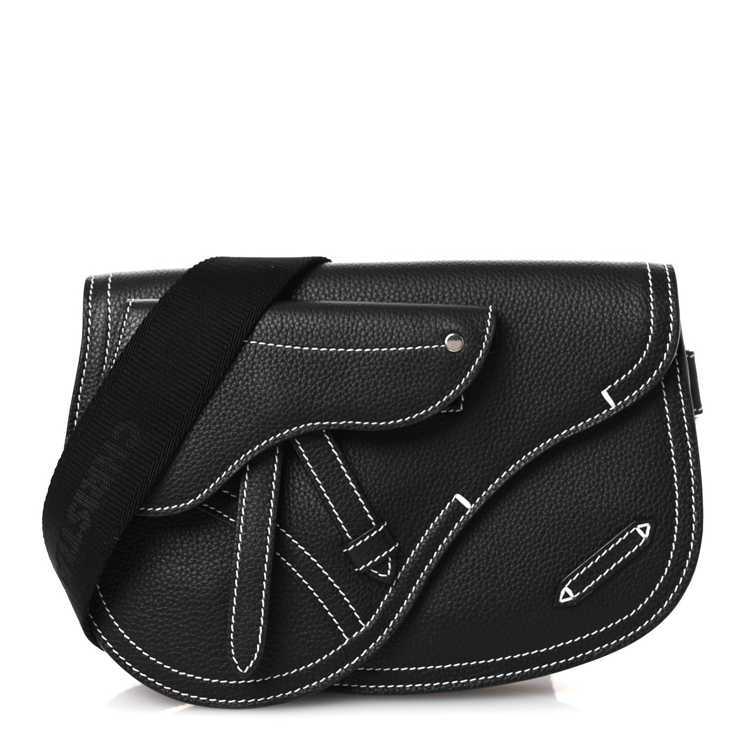 Christian Dior X KAWS Grained Calfskin Saddle Pouch Black 1 of 11