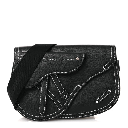 Christian Dior X KAWS Grained Calfskin Saddle Pouch Black 1 of 11