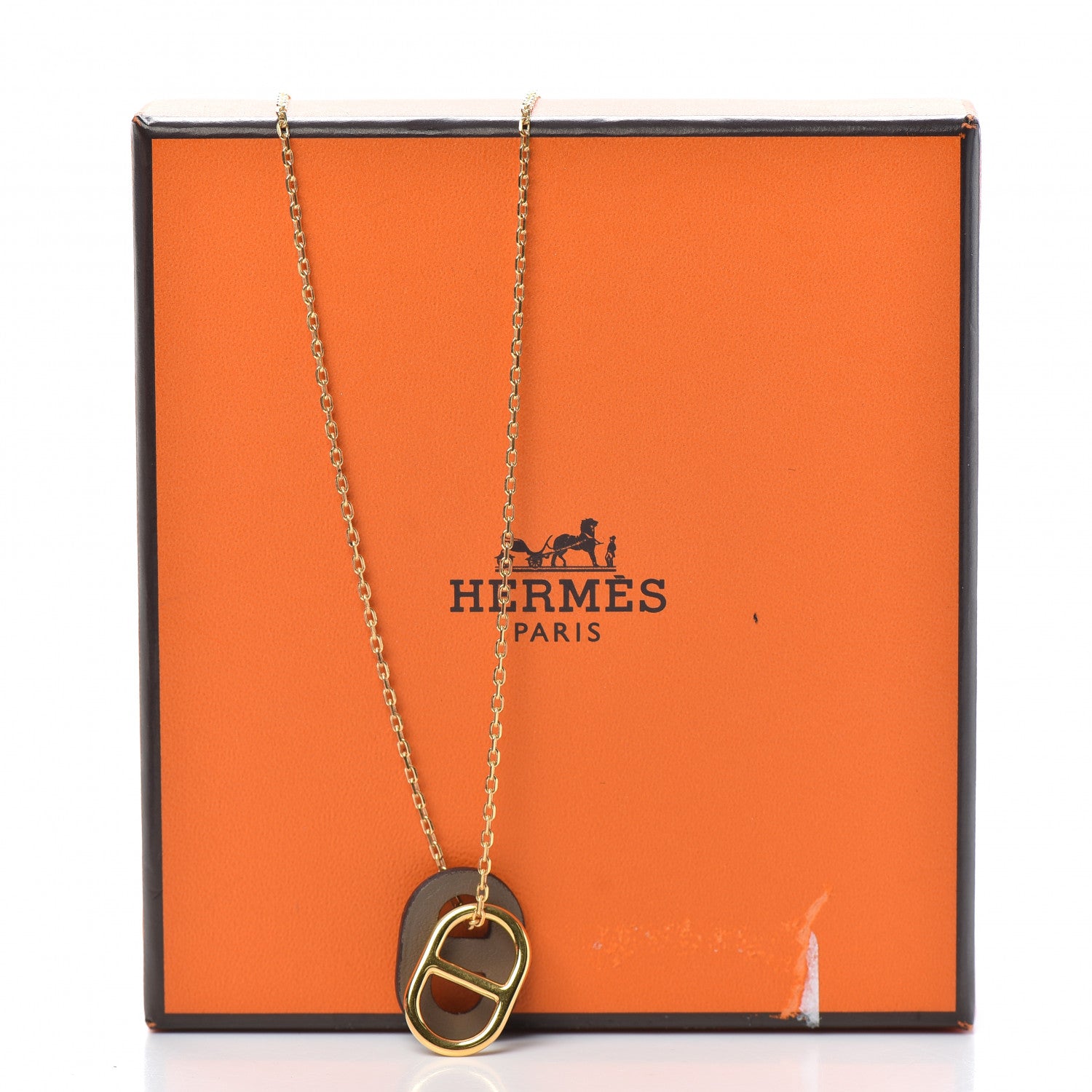 Hermes Swift O'Maillon Pendant Necklace Etoupe 7 of 7