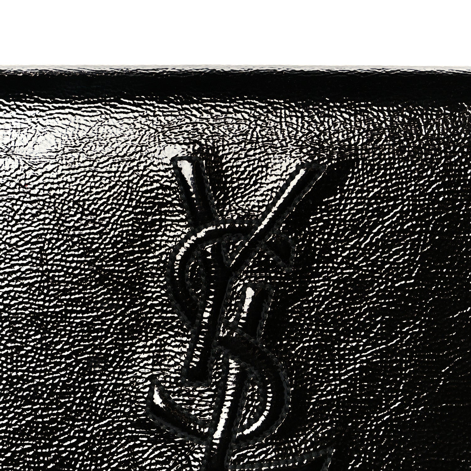 Saint Laurent Textured Patent Monogram Large Belle De Jour Clutch Black 7 of 7