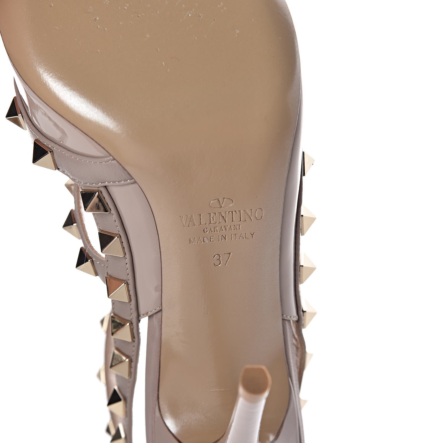 Valentino Garavani Patent Nappa Rockstud Ankle Strap 100mm Pumps 37 Poudre 5 of 8
