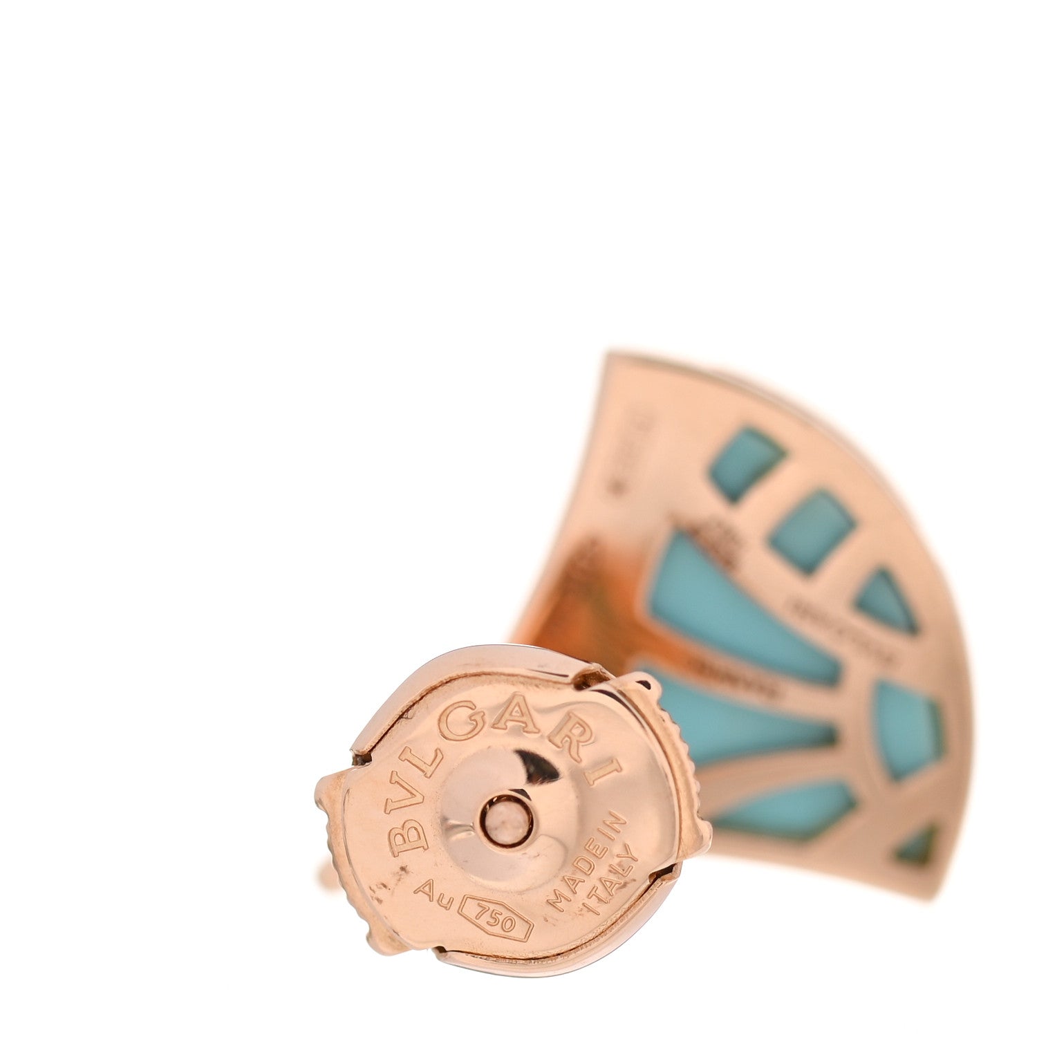 Bulgari 18K Rose Gold Diamond Turquoise Divas' Dream Stud Earrings 4 of 5