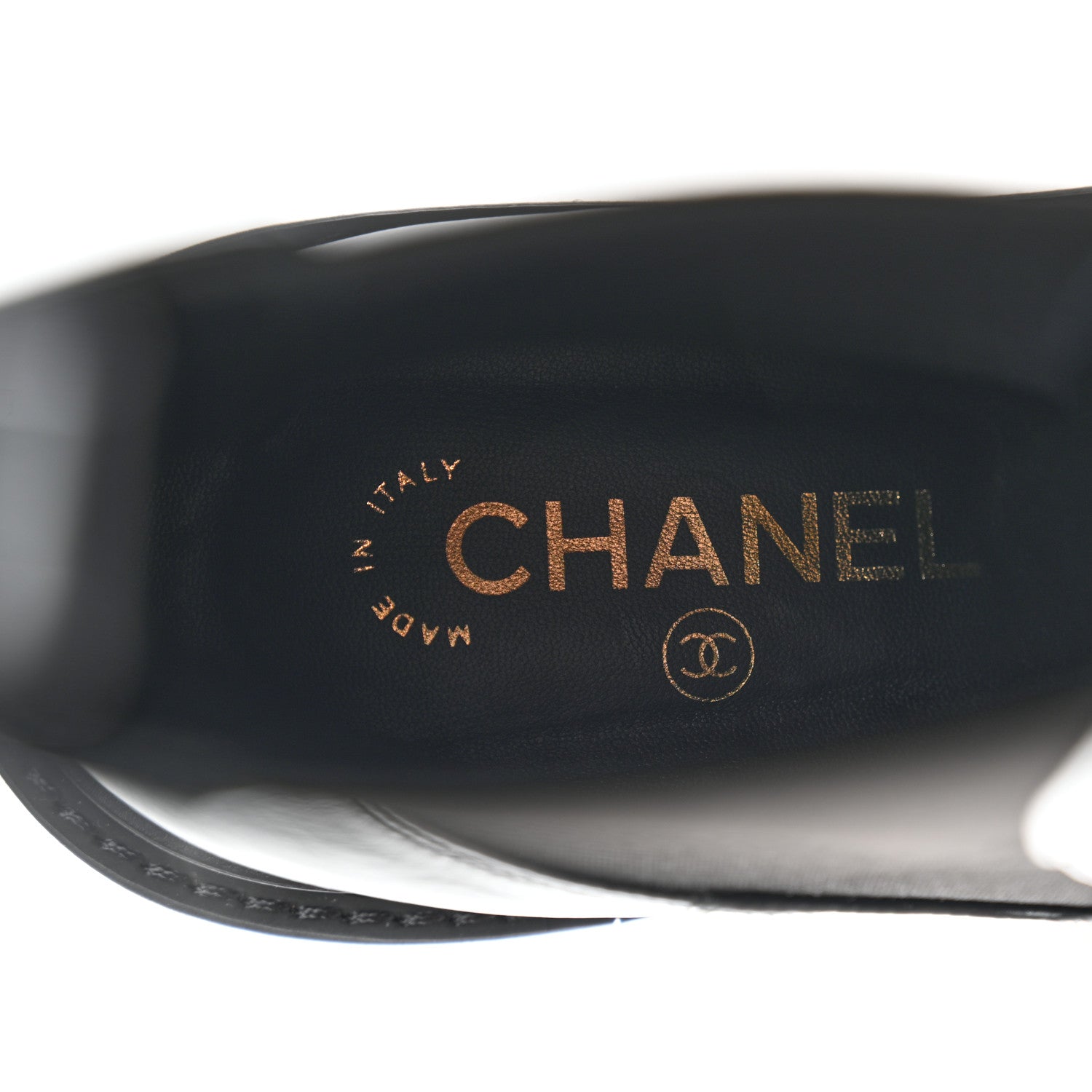 Chanel Crumpled Calfskin Patent Cap Toe Short Boots 37 Black 7 of 9
