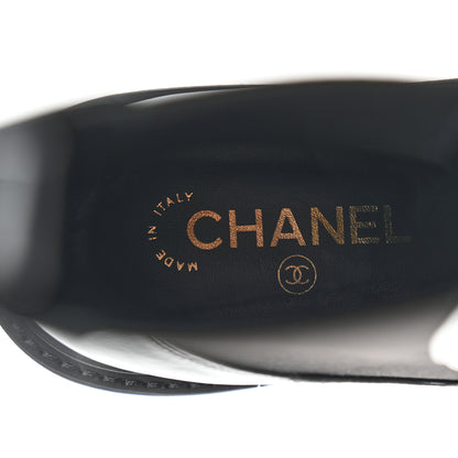 Chanel Crumpled Calfskin Patent Cap Toe Short Boots 37 Black 7 of 9