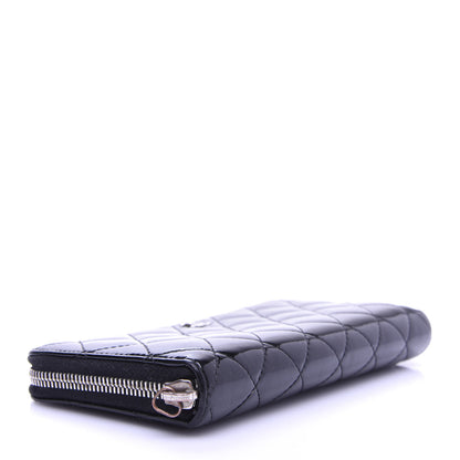 Chanel Patent Quilted Zip Around Wallet Black 4 of 10