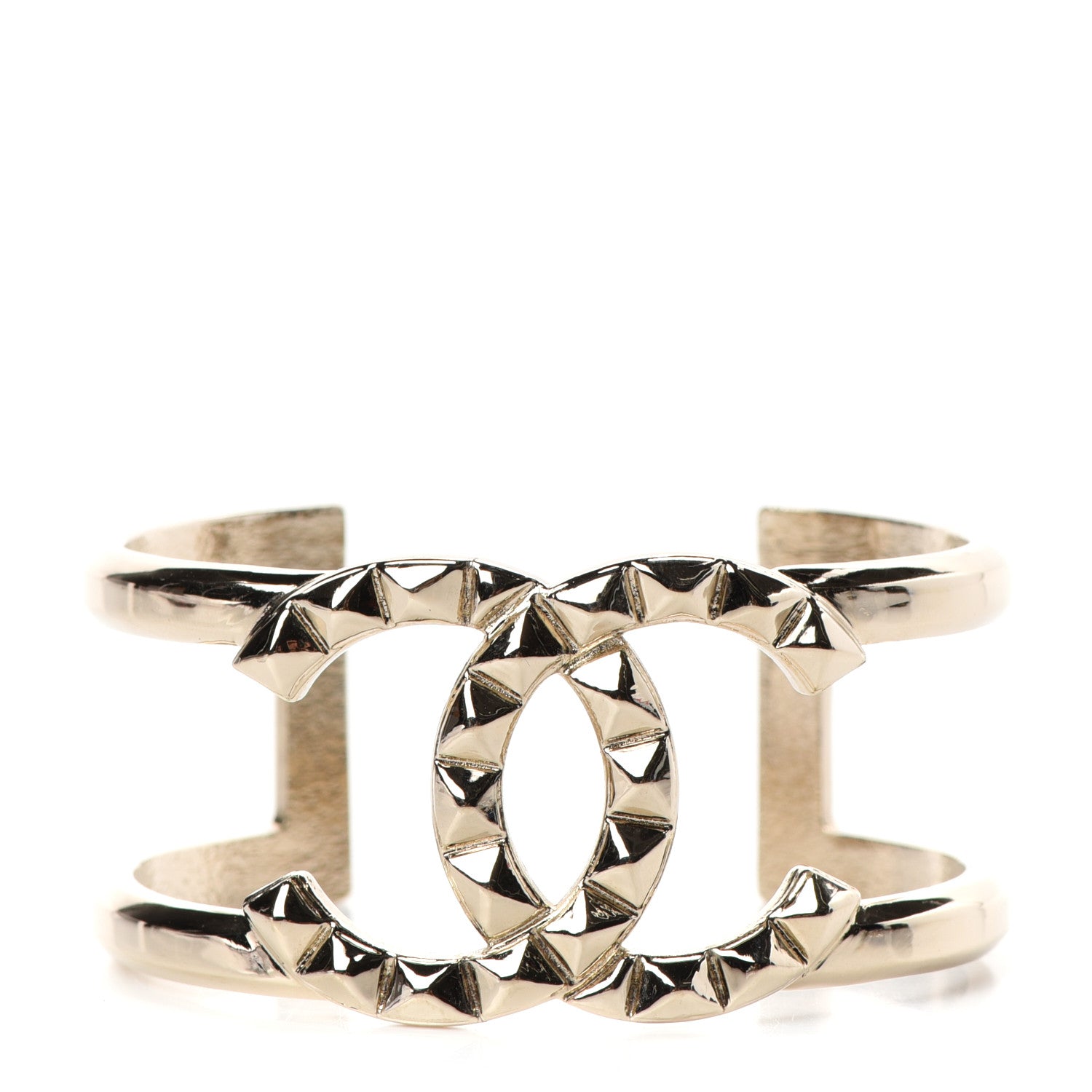 Chanel Metal Studded CC Cuff Gold 1 of 4