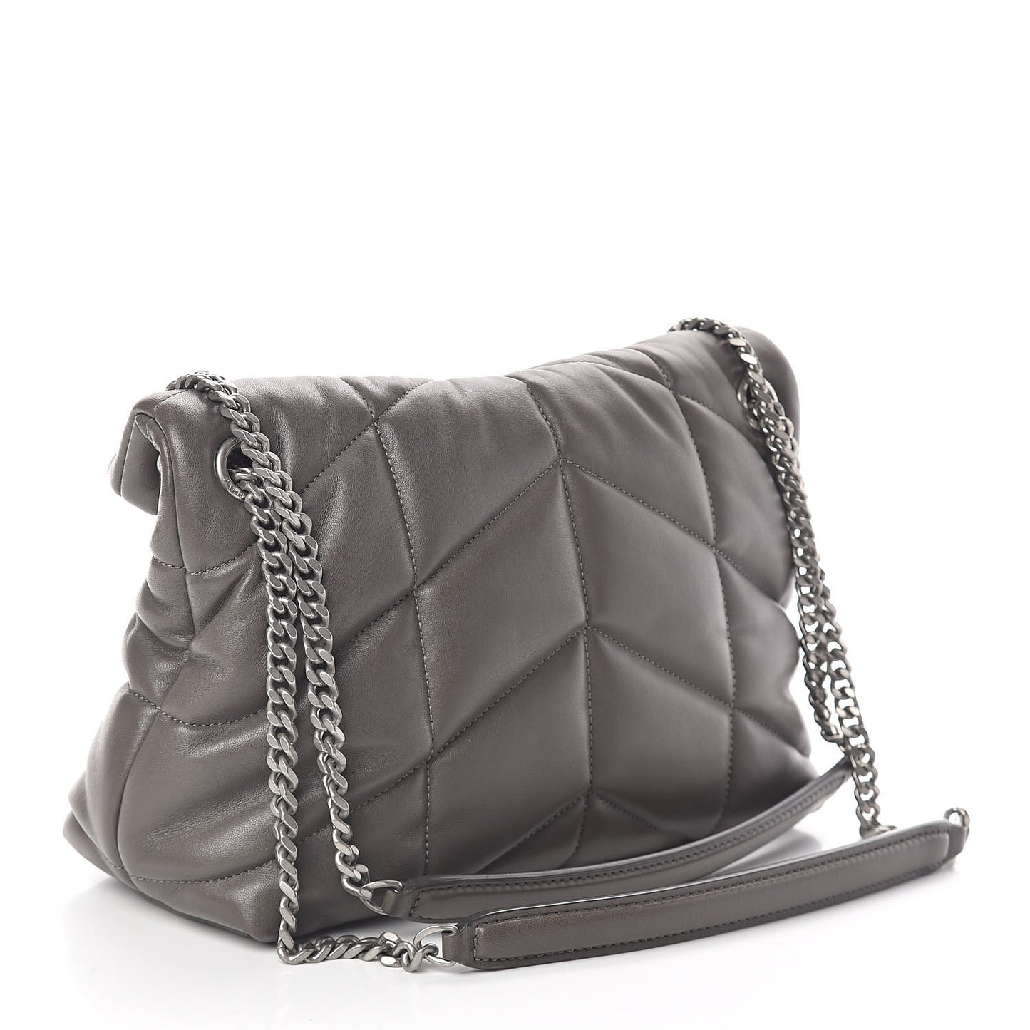 Lambskin Quilted Small Loulou Puffer Monogram Chain Satchel Concrete
