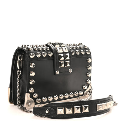 Prada City Calf Saffiano Studded Cahier Bag Black 3 of 10