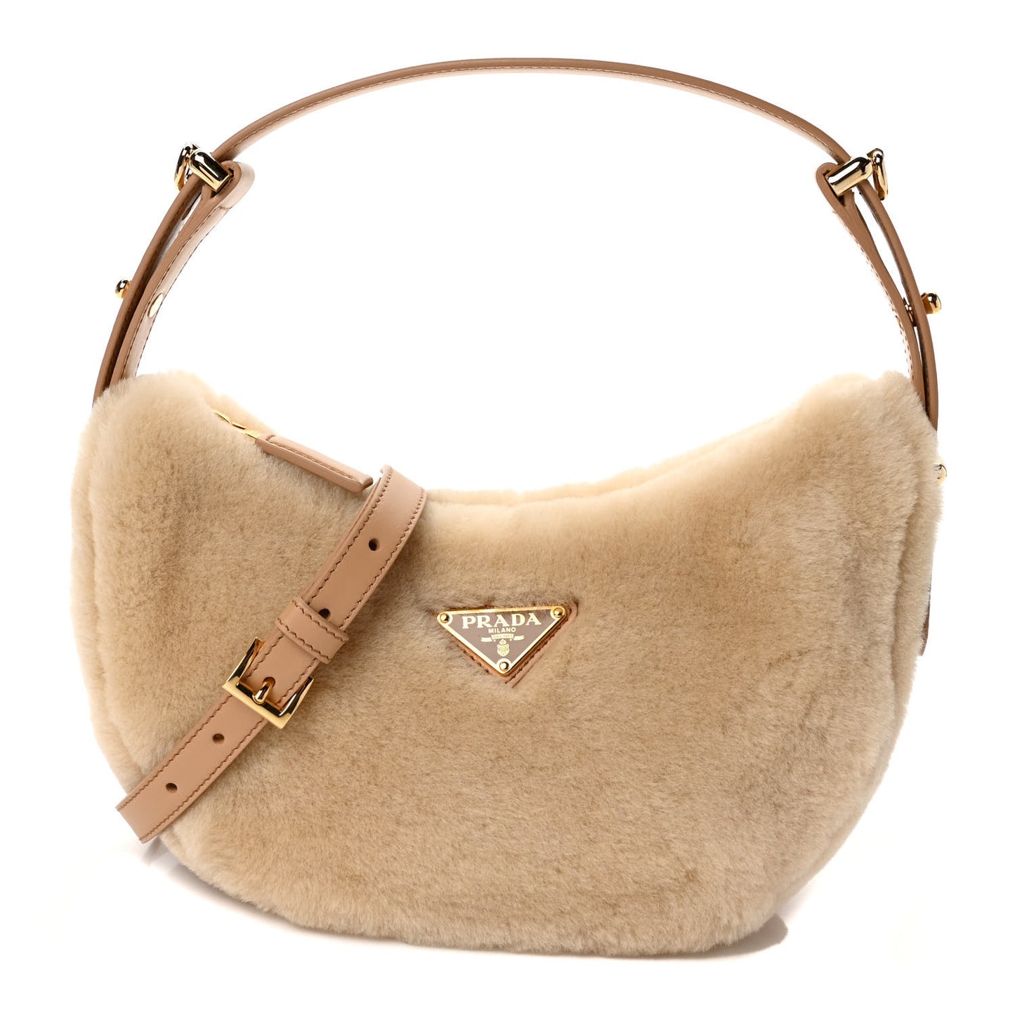 Shearling Arque Shoulder Bag Ecru Noisette