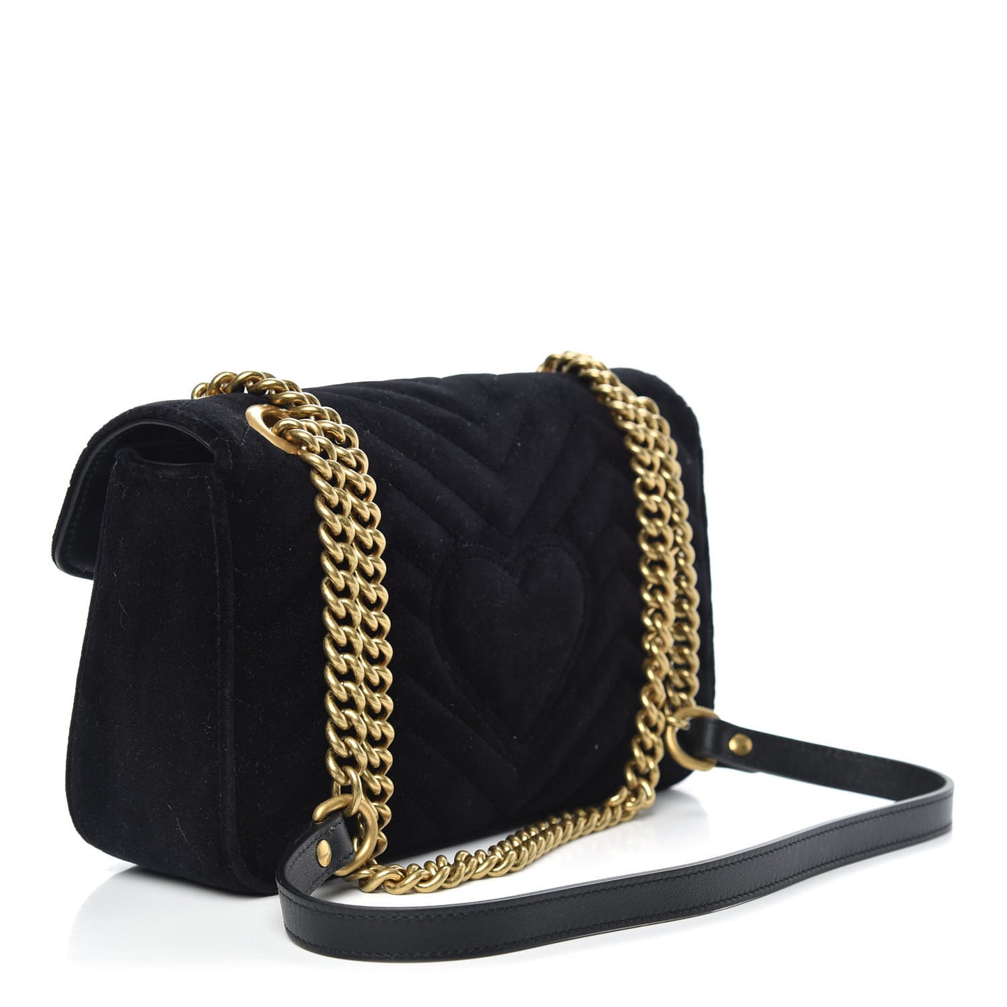 Velvet Matelasse Small GG Marmont Shoulder Bag Black