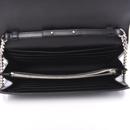 Saint Laurent Crocodile Embossed Calfskin Monogram Chain Wallet Black 4 of 8