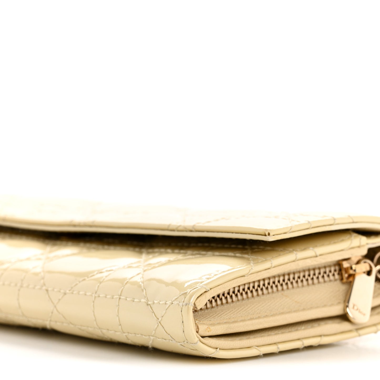 Patent Cannage Lady Dior Rendezvous Wallet On Chain Beige
