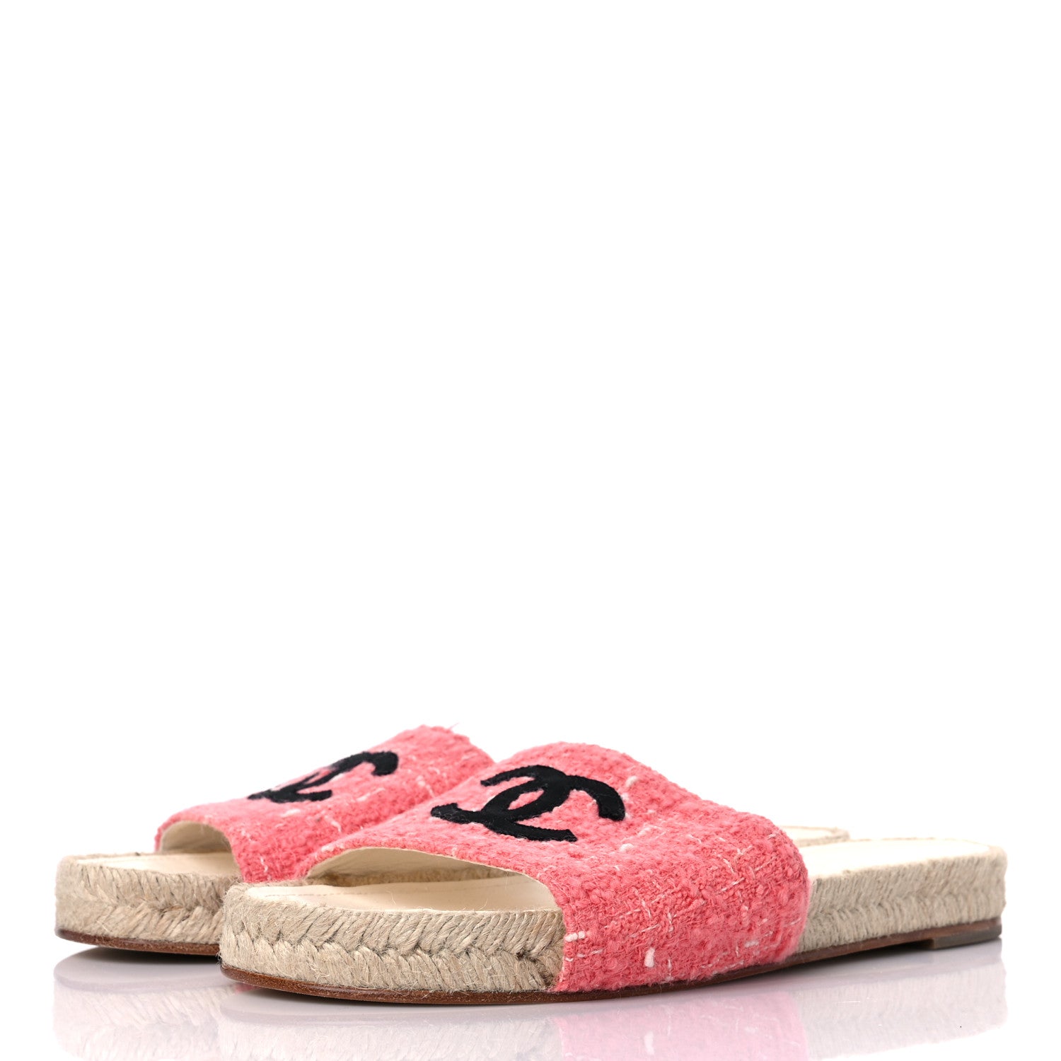 Chanel Tweed Grosgrain CC Mule Slide 40 Pink Black 3 of 10