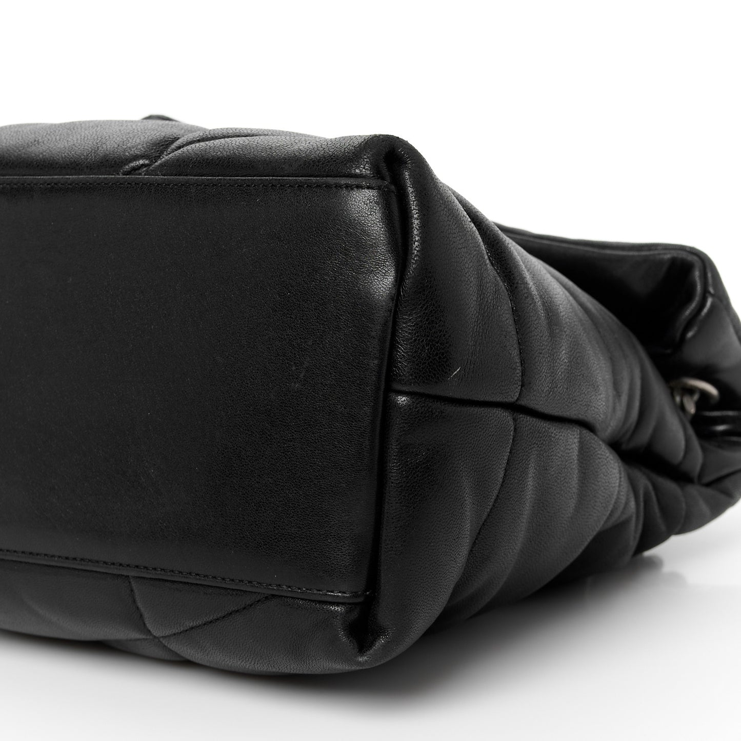 Lambskin Quilted Toy Loulou Puffer Monogram Chain Satchel Black