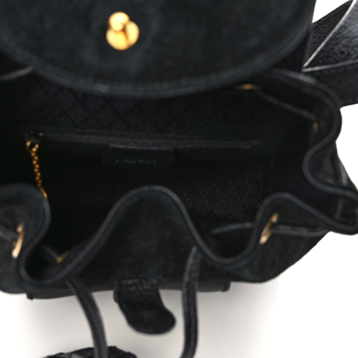 Calfskin Suede Bamboo Mini Backpack Black