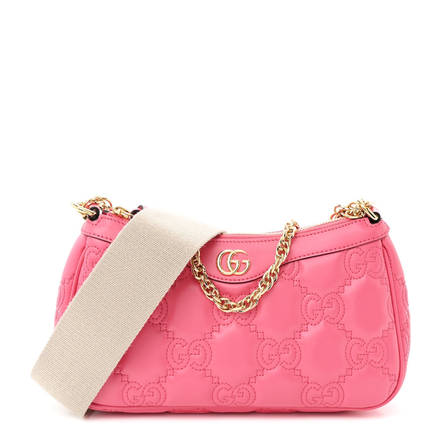 Calfskin GG Matelasse Chain Handbag Rhodamine Pink Natural