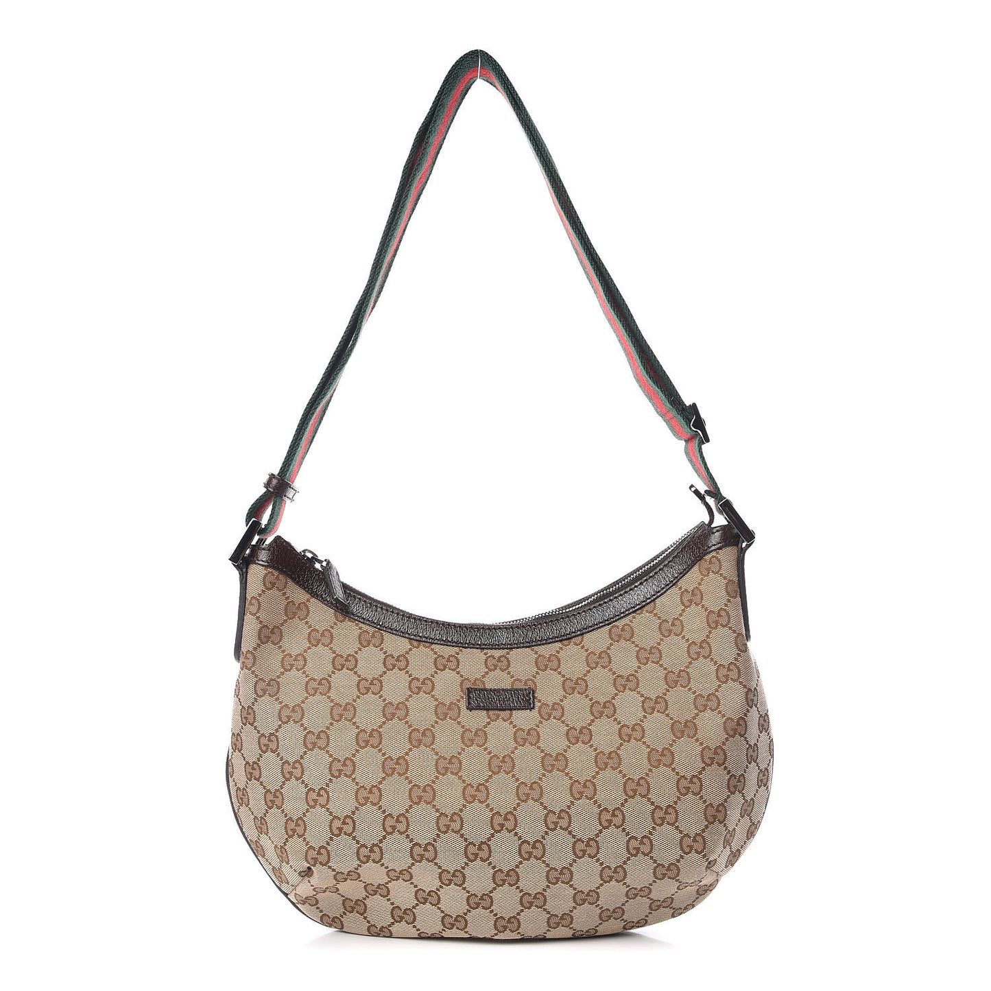 Monogram Web Medium Half Moon Hobo Dark Brown