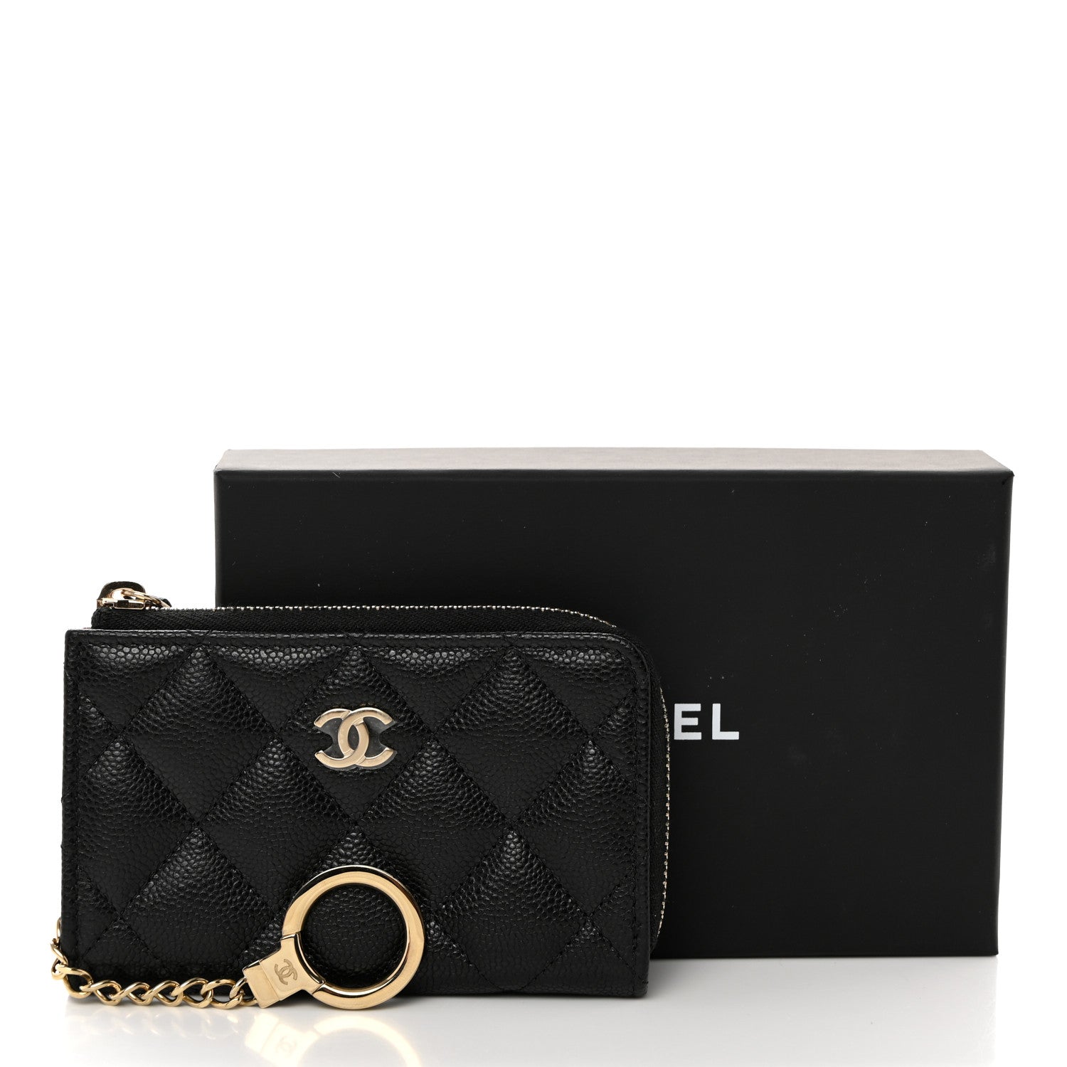 Chanel Caviar Quilted Zipped Key Holder Case Black 9 of 9