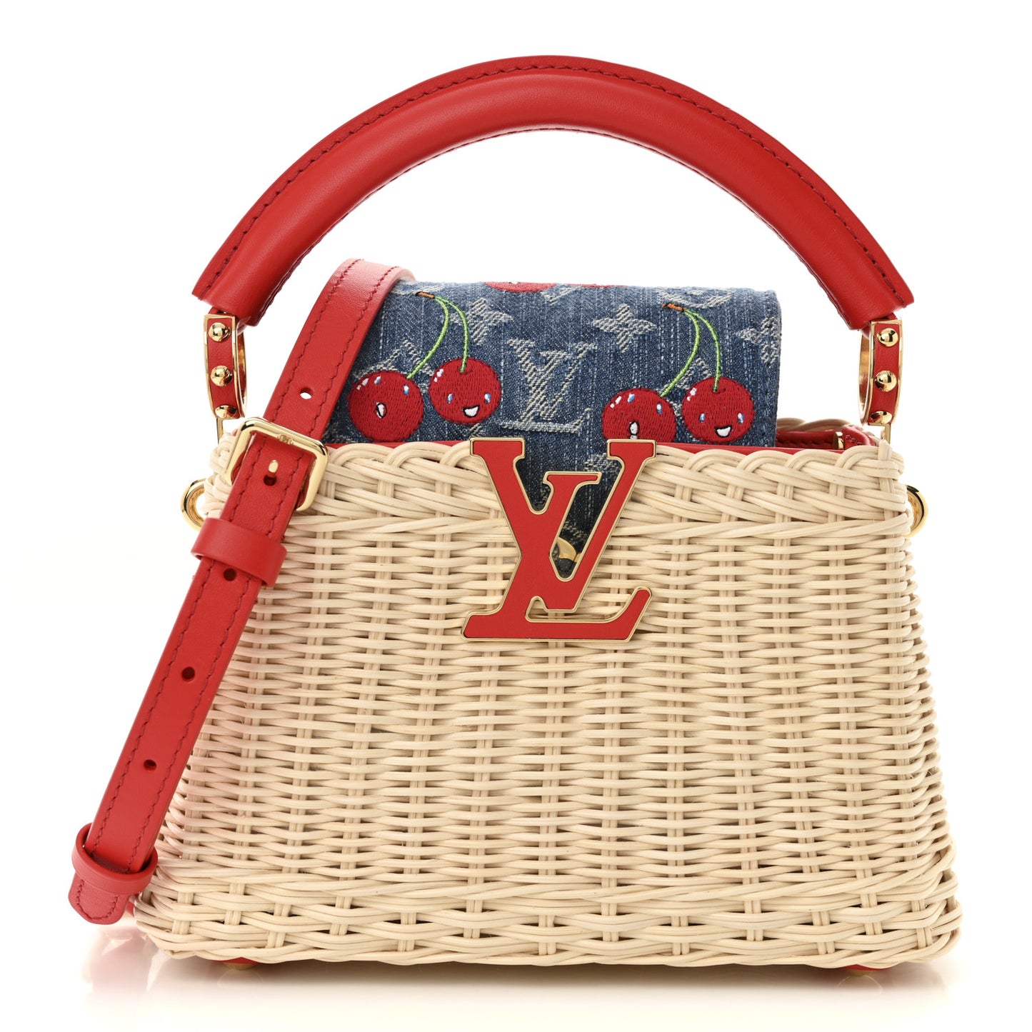 LV X TM Rattan Denim Calfskin Cerises Capucines Mini