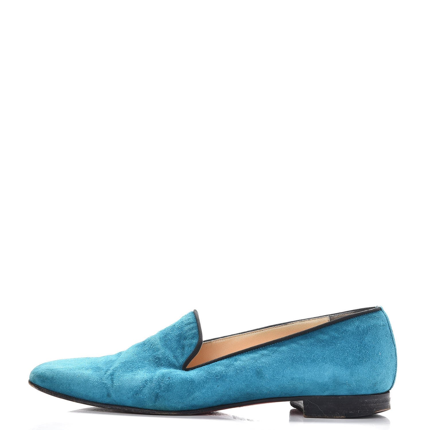 Christian Louboutin Veau Velours Henriette Flat Loafers 37.5 Peacock 1 of 9