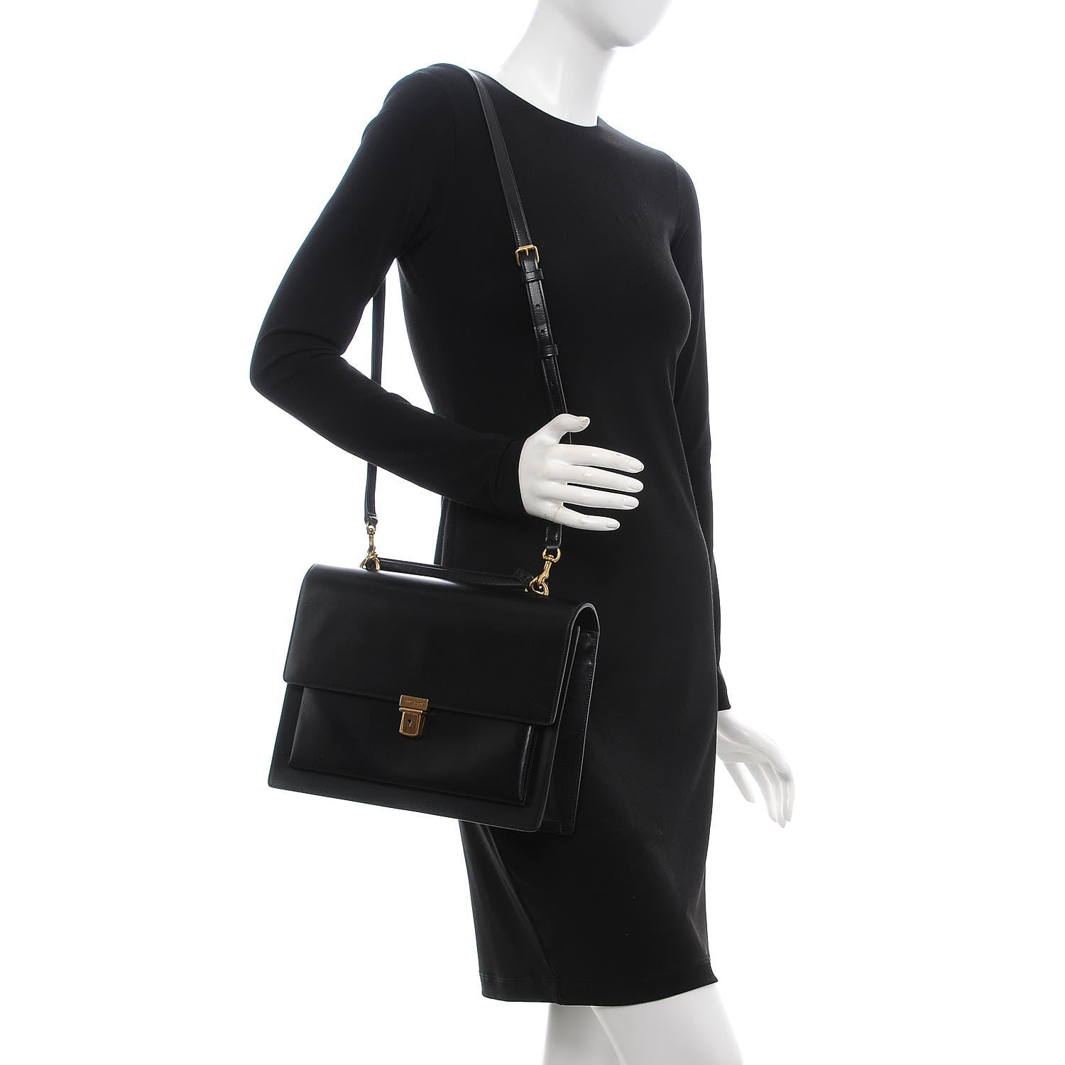 Saint Laurent Smooth Calfskin Large High School Satchel Black 2 of 11