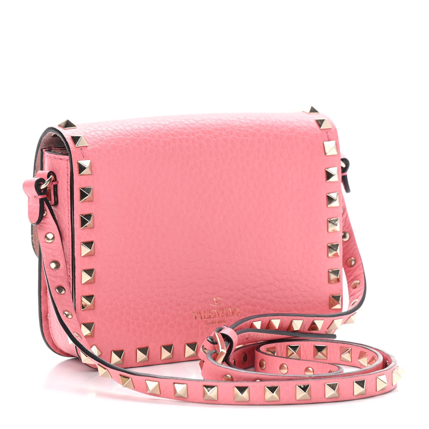 Valentino Garavani Pebbled Calfskin Rockstud Flap Crossbody Bag Paradise Rose 3 of 8