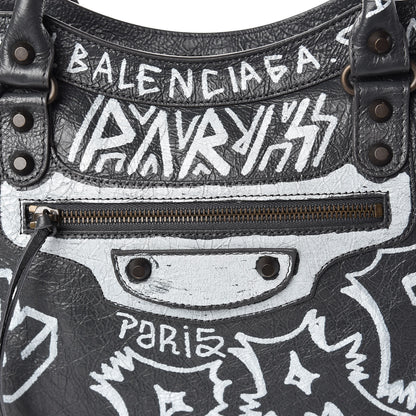 Balenciaga Agneau Arena Graffiti All Over Classic Hardware City Gris Fossile White 9 of 11
