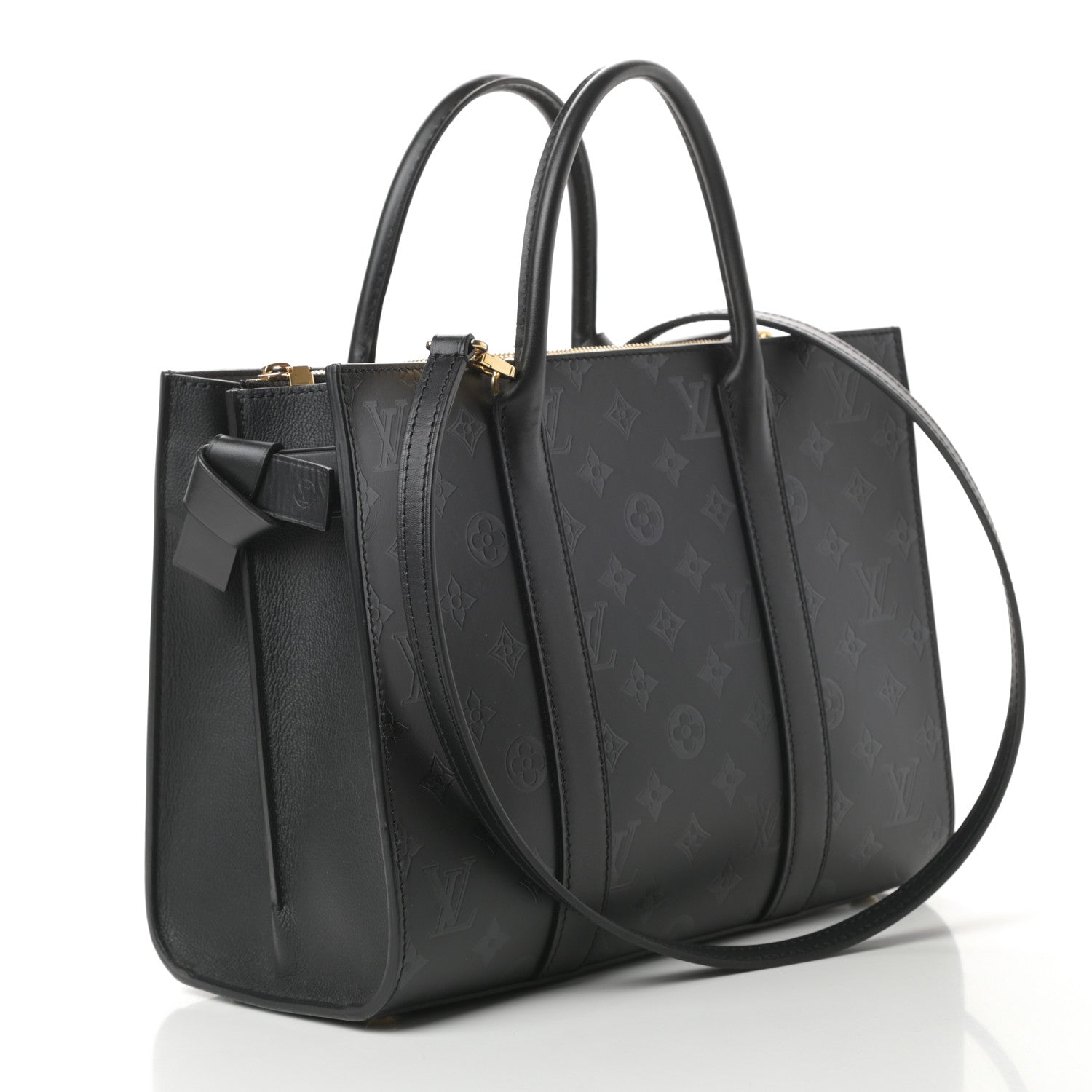Louis Vuitton Monogram Cuir Plume Very Tote MM Black 3 of 10