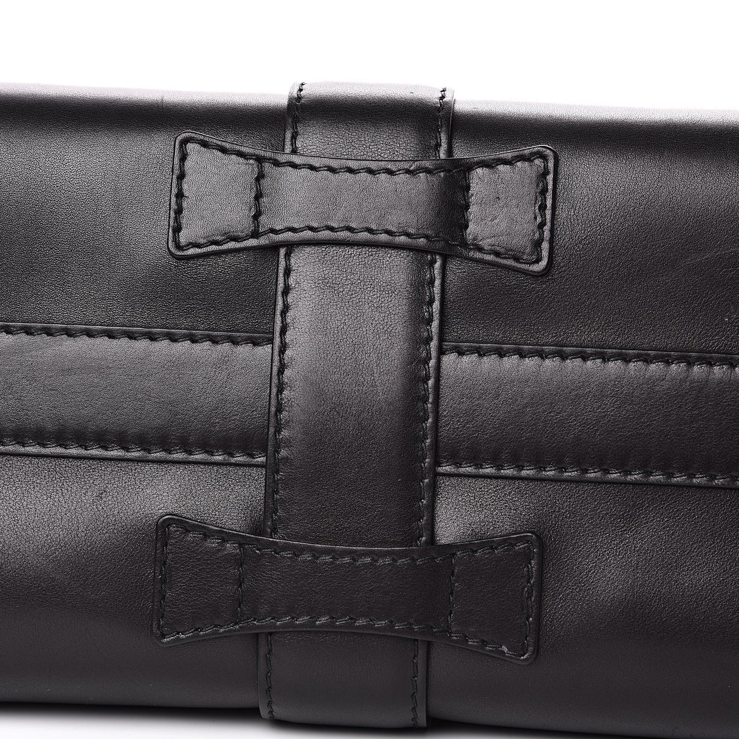 Calfskin Medium Stirrup Top Handle Bag Black