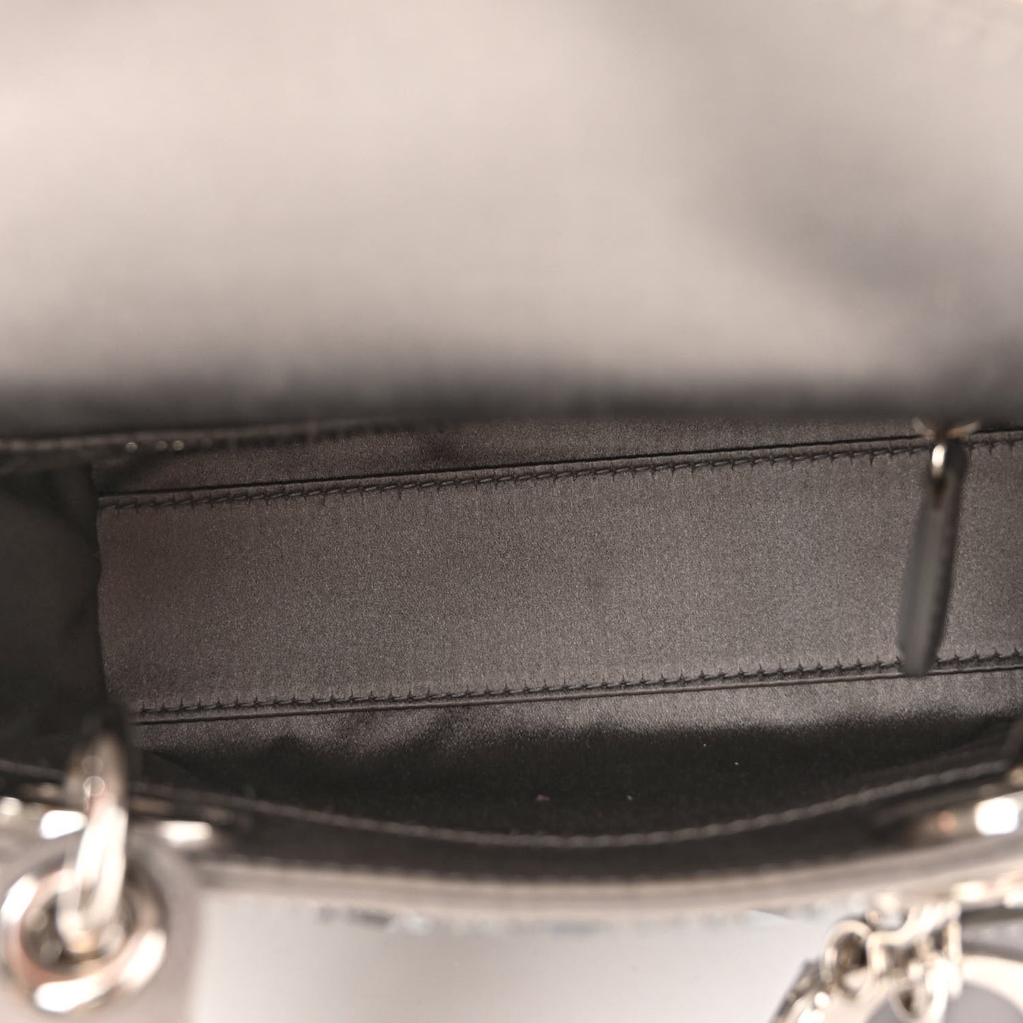 Satin Crystal Cannage Mini Lady Dior Gray