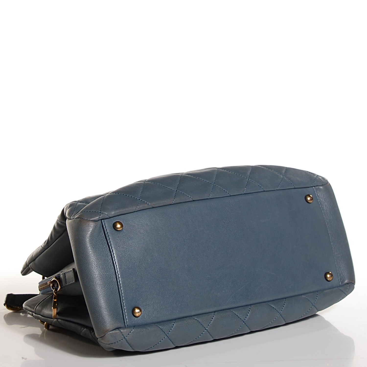 Chanel Calfskin Quilted Small CC Crown Tote Blue 4 of 7