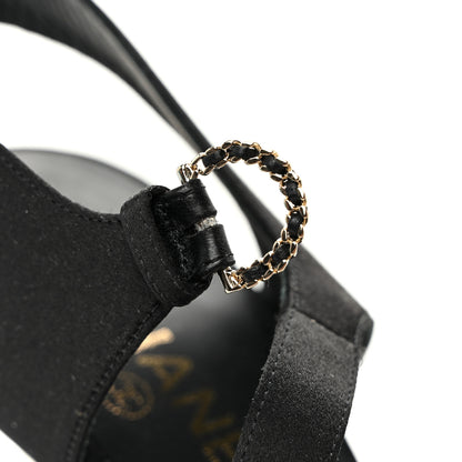 Chanel Kid Suede Pearl Sandals 42 Black 11 of 13