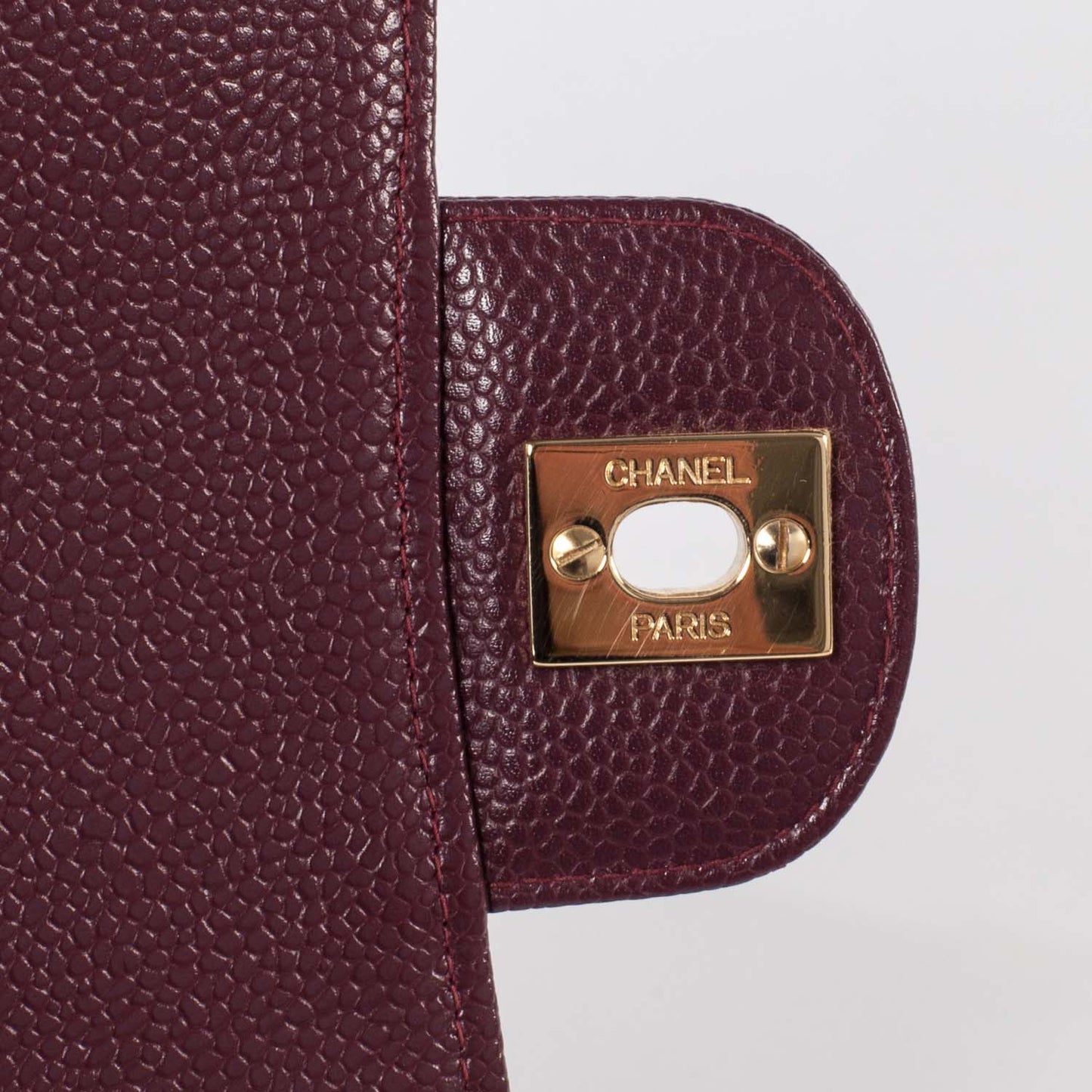 Caviar Medium Double Flap Plum