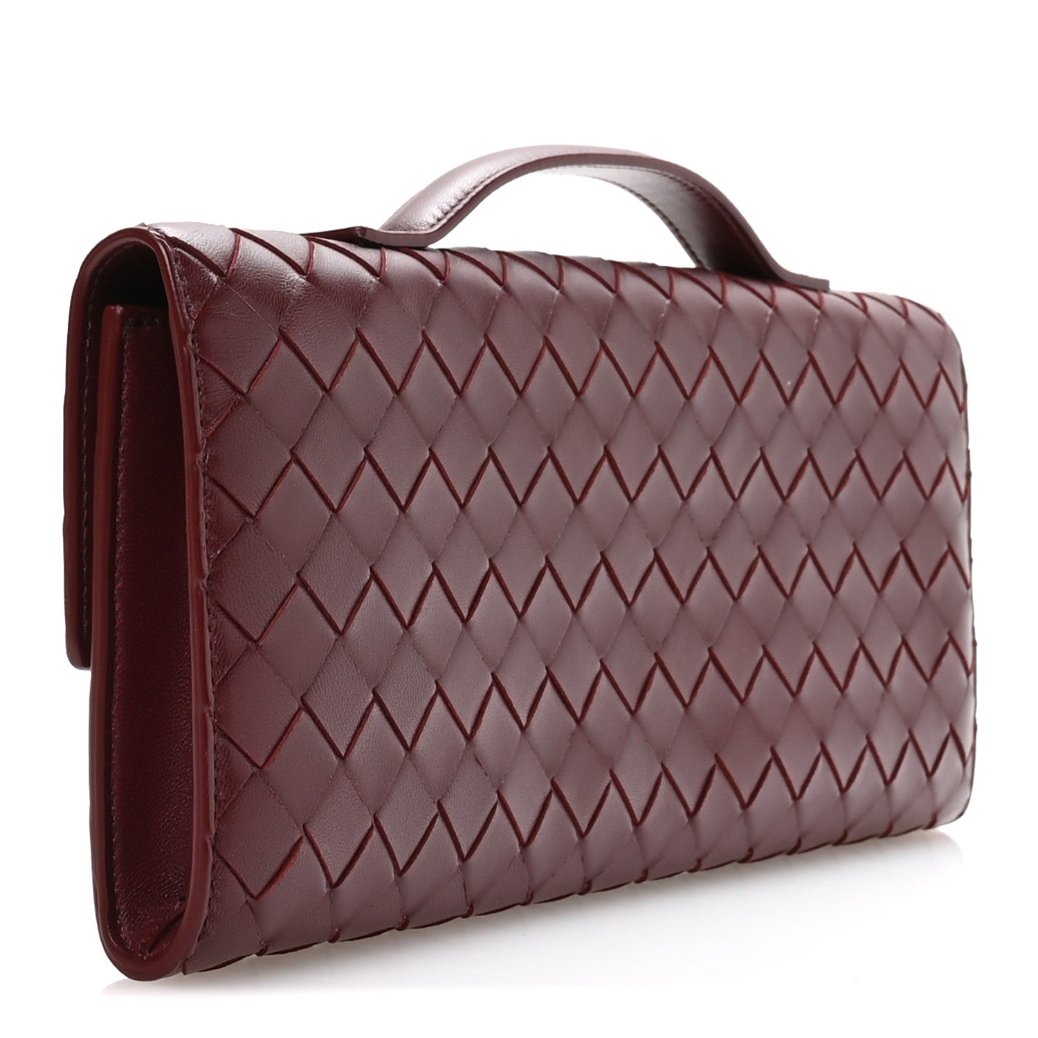 Bottega Veneta Nappa Intrecciato Long Andiamo Top Handle Clutch Barolo 3 of 10