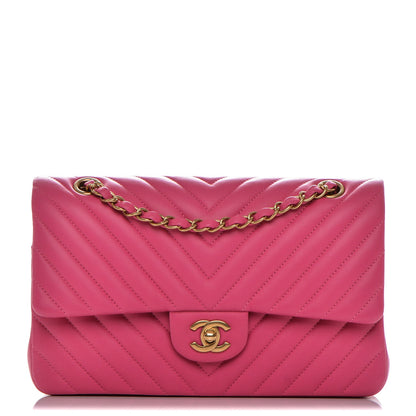 Chanel Lambskin Chevron Quilted Medium Double Flap Pink 1 of 7