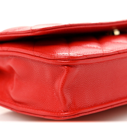 Chanel Caviar Quilted Wallet On Chain WOC Red 10 of 12