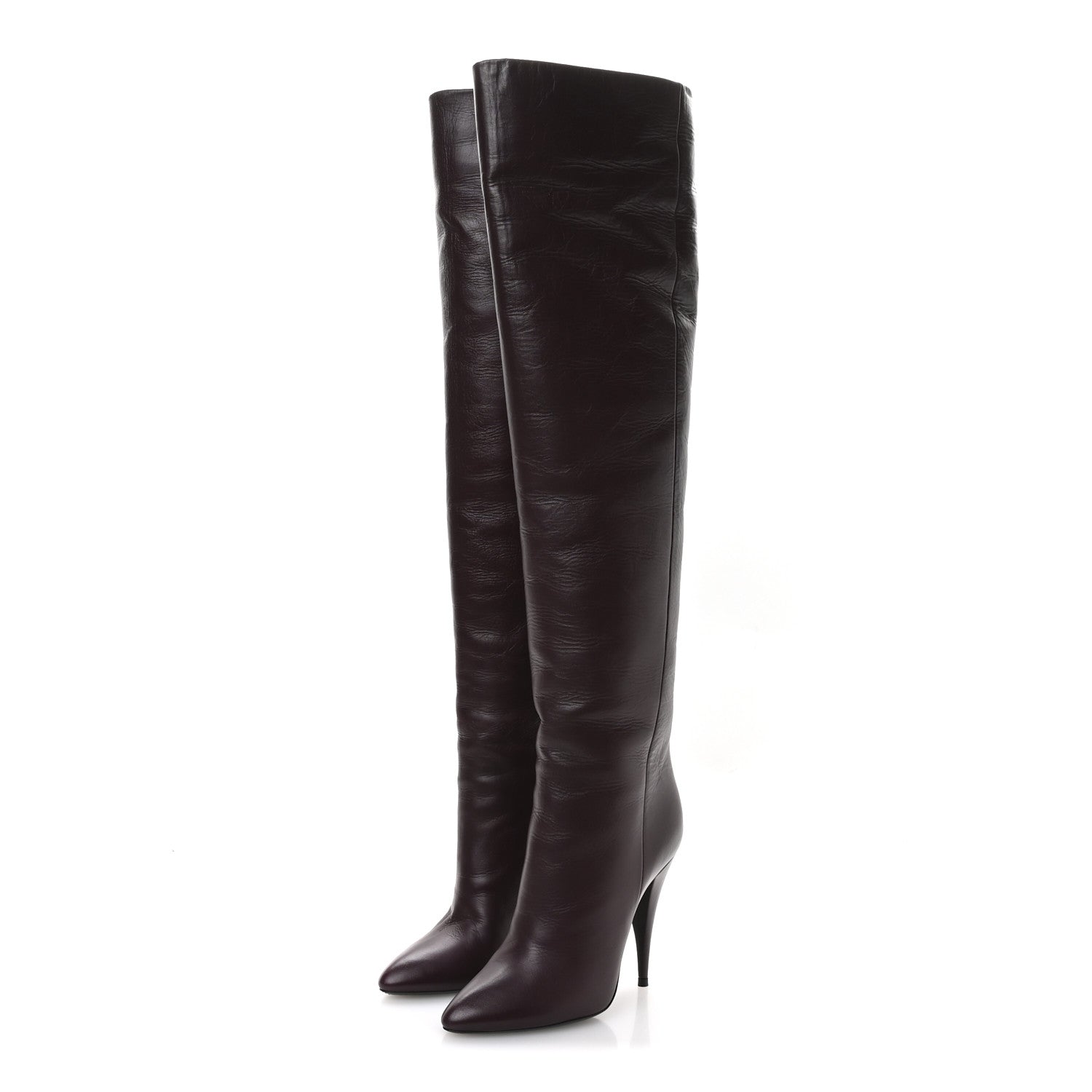 Saint Laurent Calfskin Kiki 110mm Over The Knee Boots 36.5 Dark Violet 4 of 9