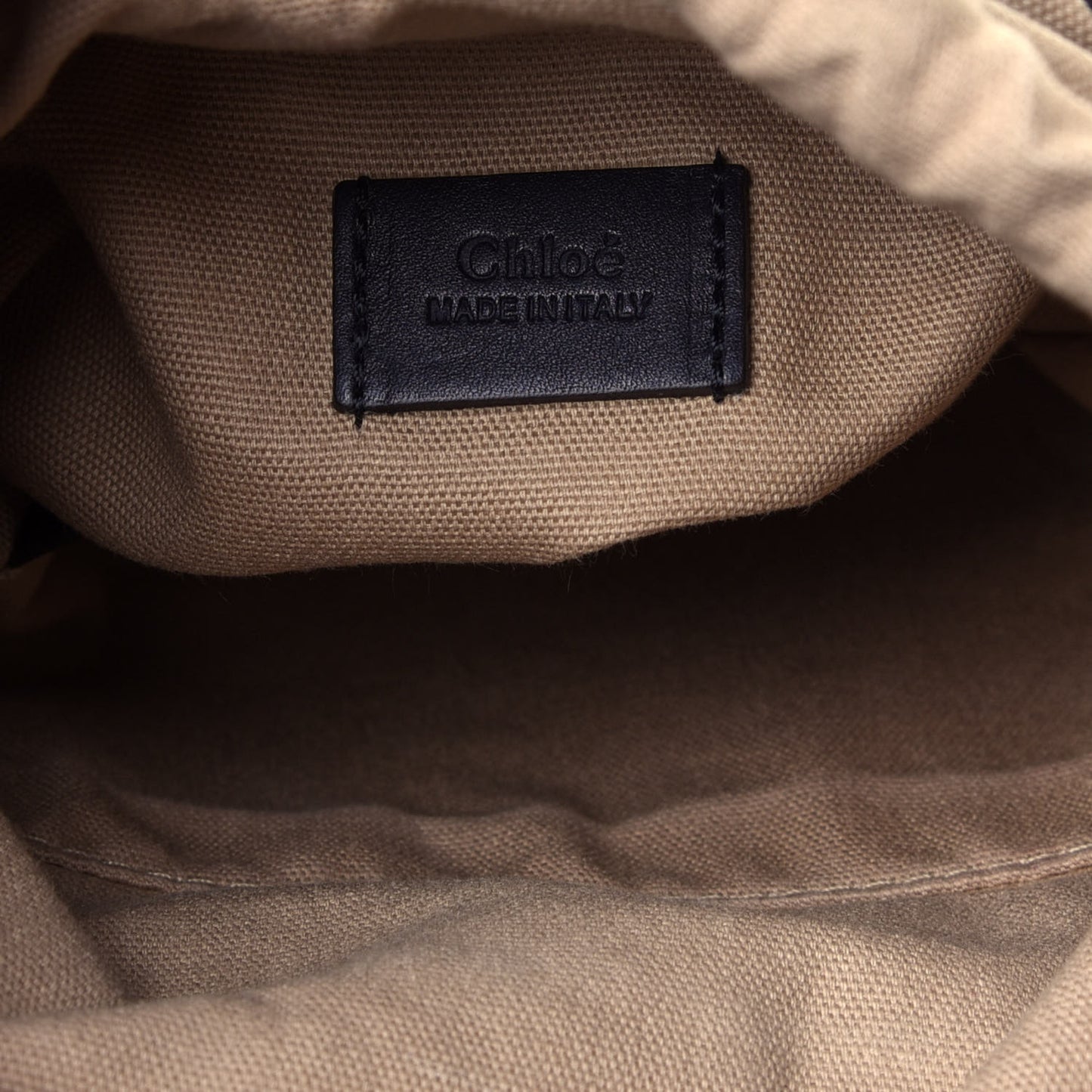 Smooth Calfskin Logo Mini Roy Bucket Bag Full Blue
