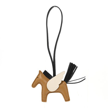 Hermes Milo Lambskin Grigri Rodeo Pegase Horse Bag Charm PM Sesame Black Nata 1 of 5