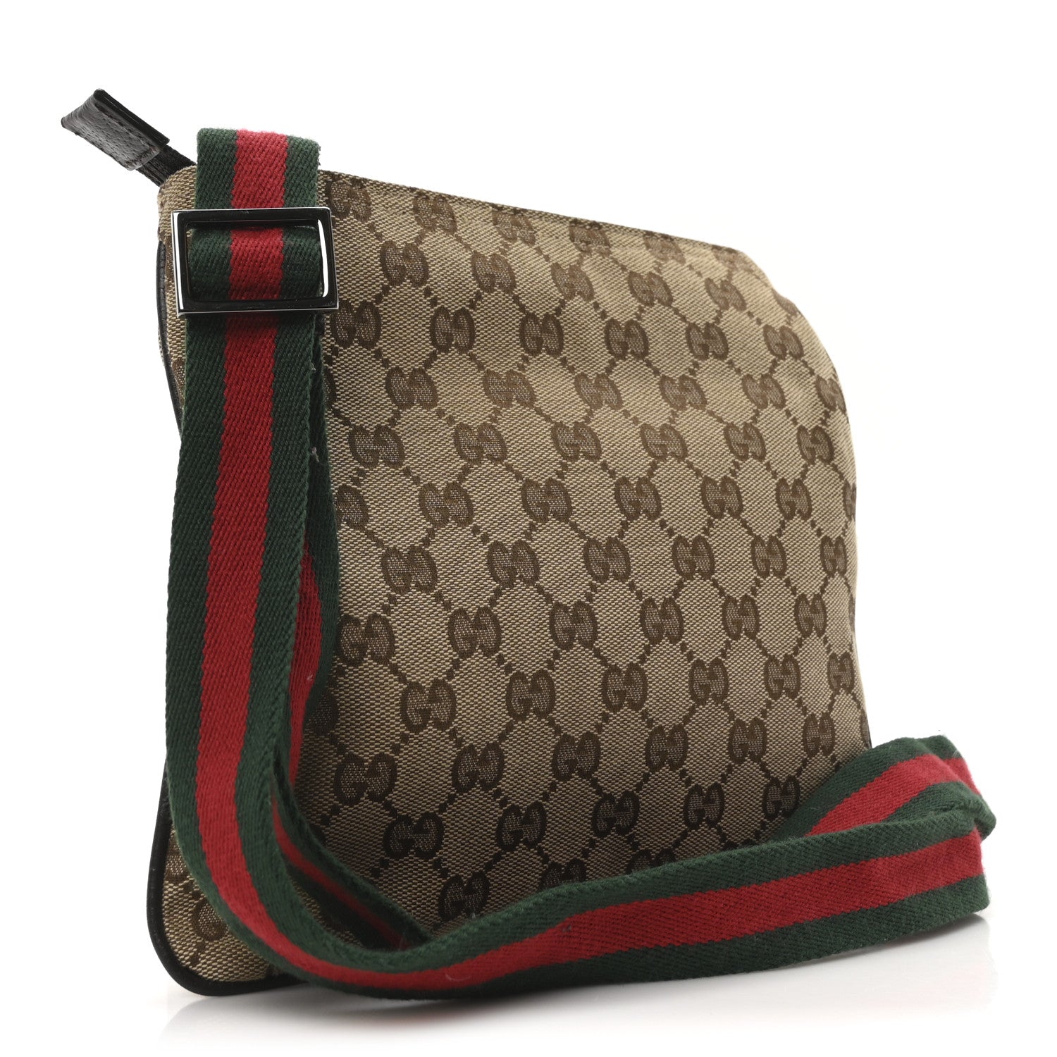 Gucci Monogram Web Small Flat Messenger Bag Brown 3 of 10