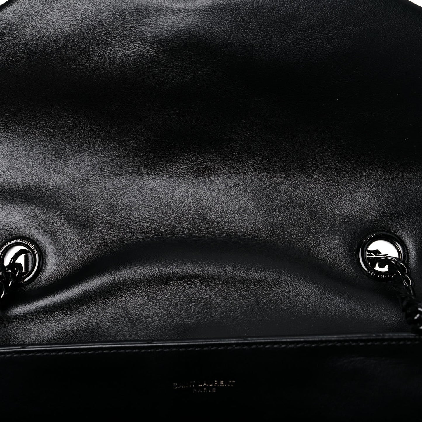 Calfskin Y Quilted Monogram Medium Loulou Chain Satchel Black