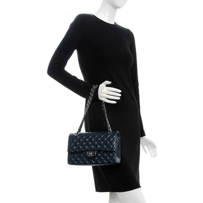Chanel Caviar Quilted Medium Double Flap Dark Blue 5 of 11