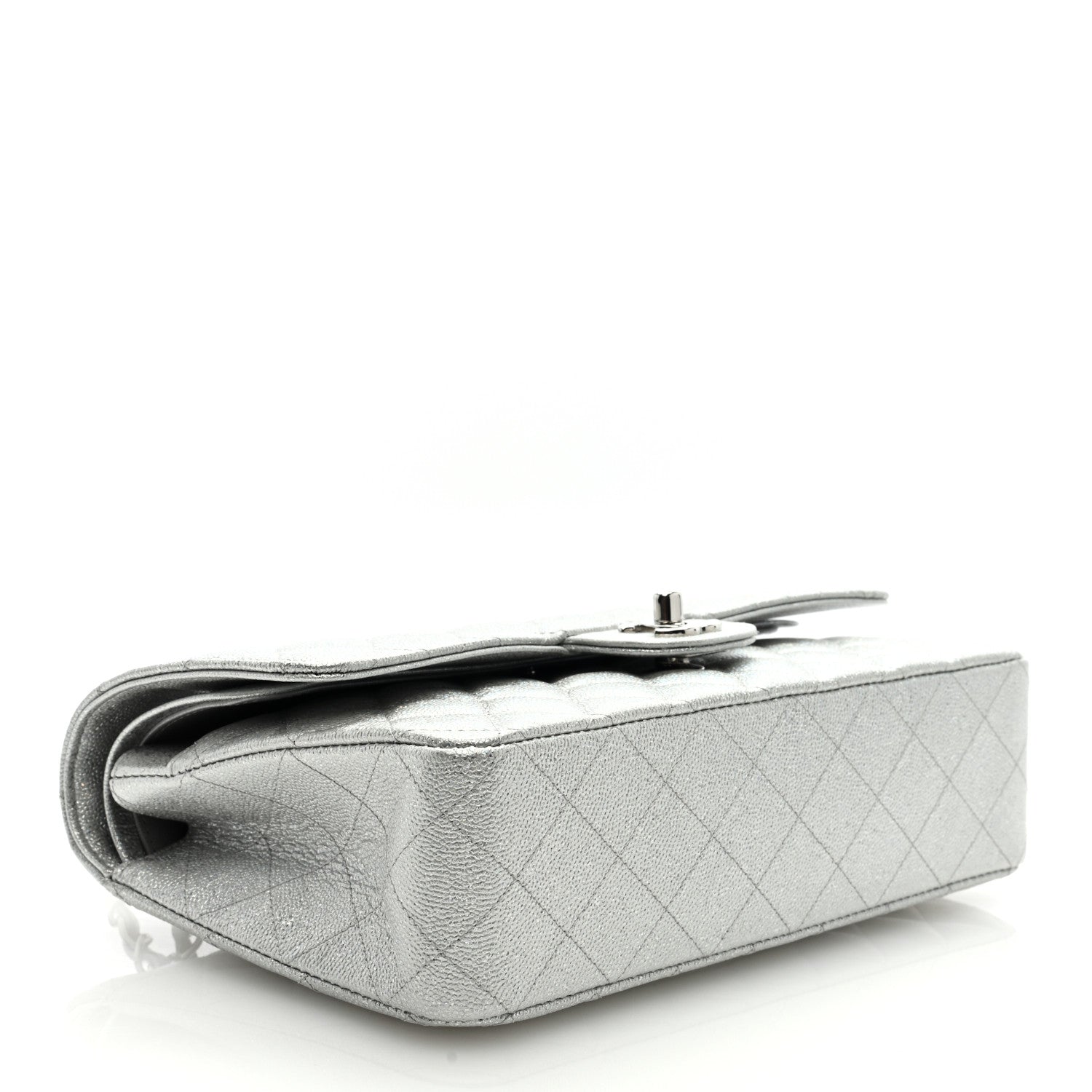 Chanel Glittered Metallic Caviar Quilted Medium Double Flap Silver 4 of 8