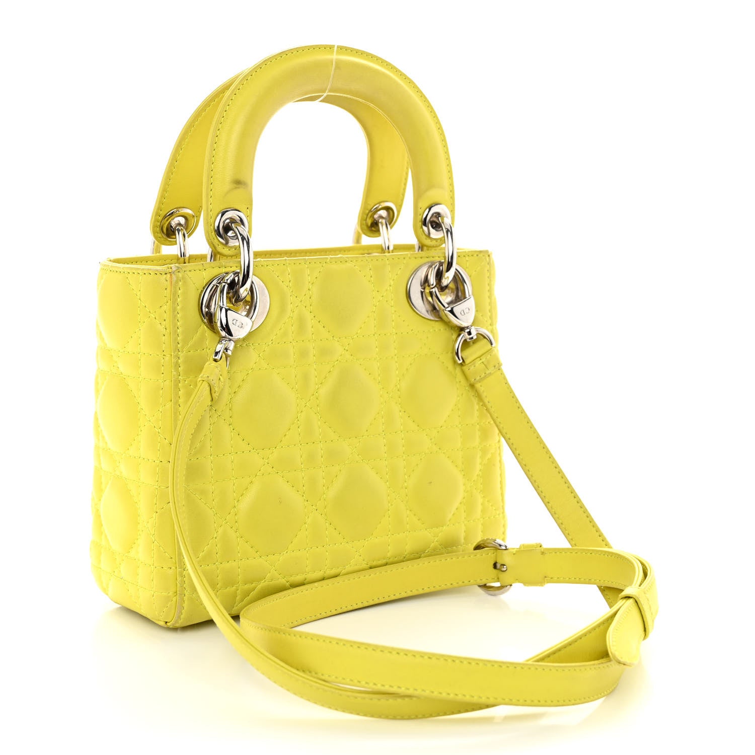Christian Dior Lambskin Cannage Mini Lady Dior Yellow 1412559