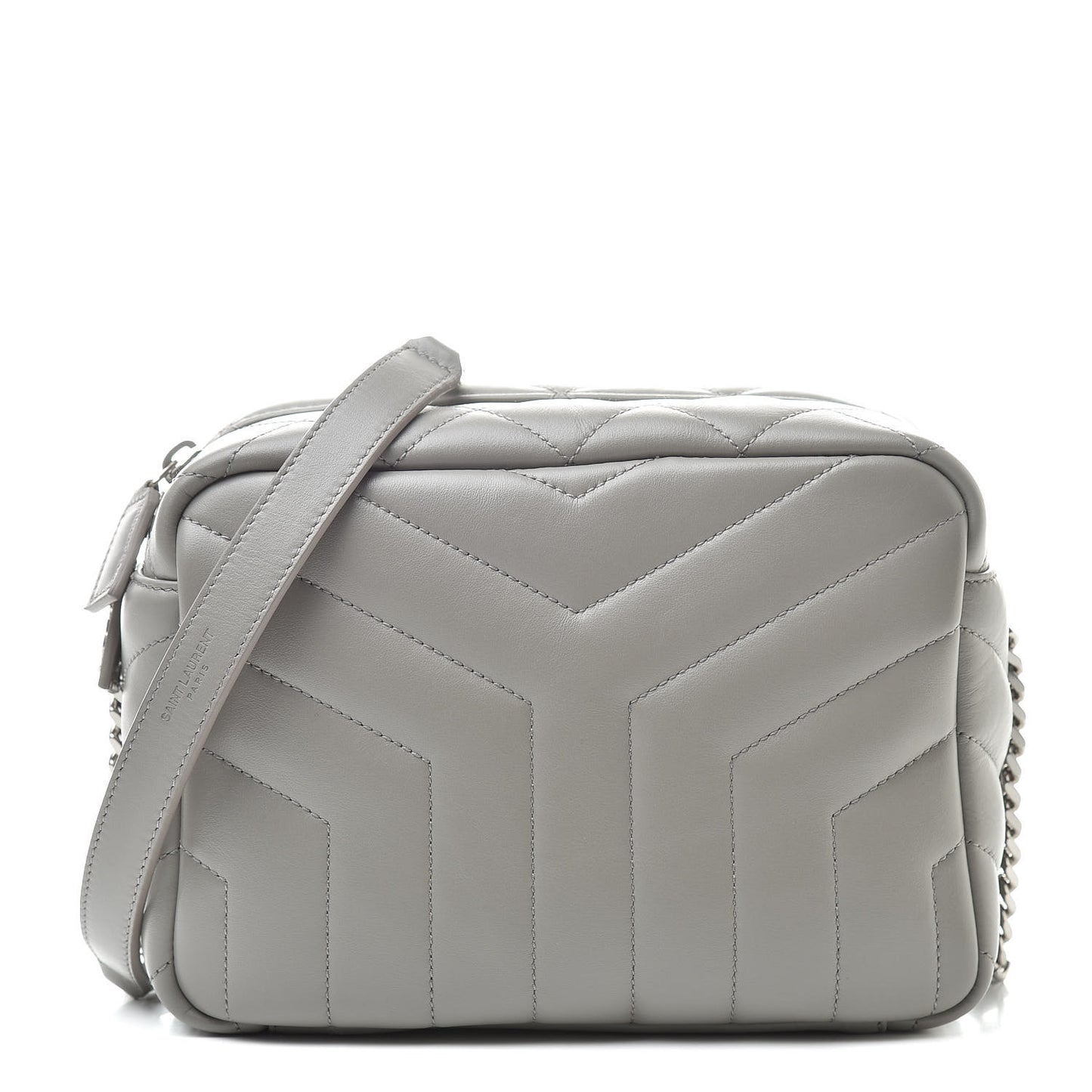 Calfskin Y Quilted Monogram Small Loulou Bowling Bag Light Gray