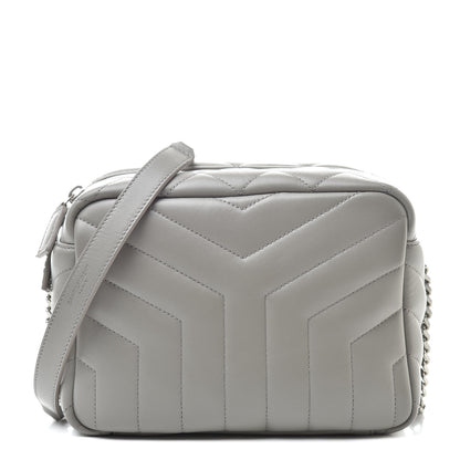 Saint Laurent Calfskin Y Quilted Monogram Small Loulou Bowling Bag Light Gray 1 of 10