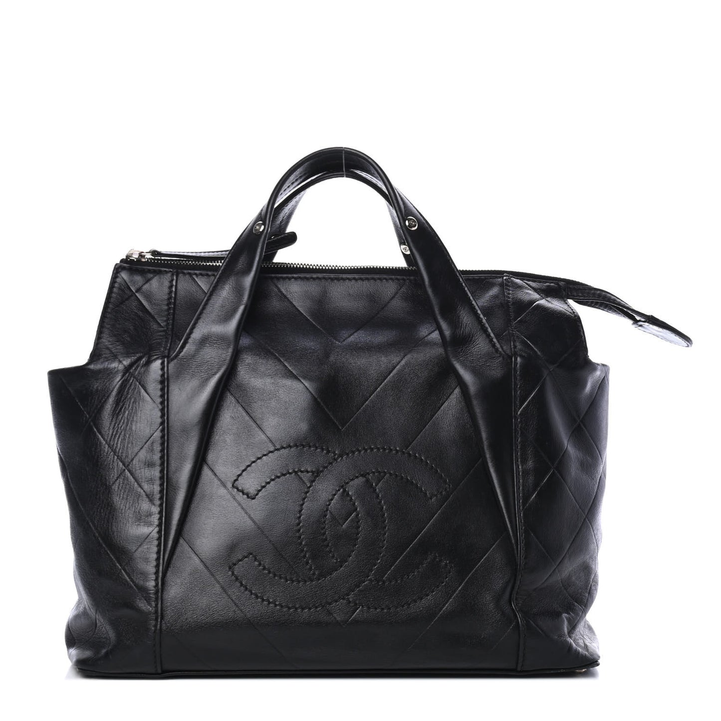 Calfskin Chevron CC All Day Long Boston Black