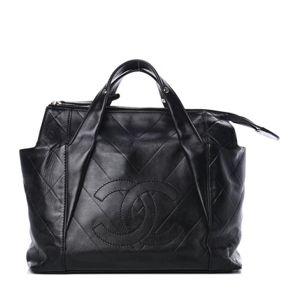 Chanel Calfskin Chevron CC All Day Long Boston Black 1 of 4