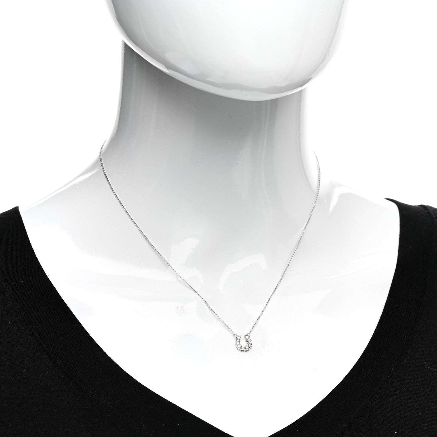 Roberto Coin 18K White Gold Diamond Horseshoe Pendant Necklace 2 of 4