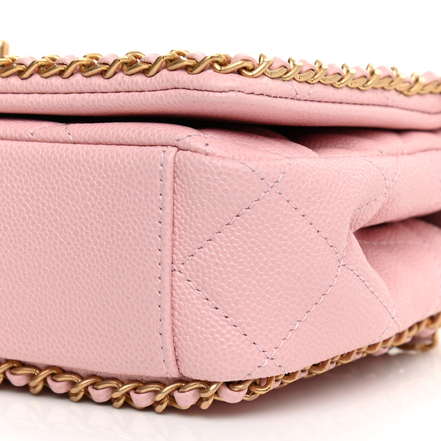 Caviar Quilted Chain Flap Pink